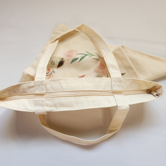 Floral Canvas Tote Bag Set - Cream - Picture 8 of 14